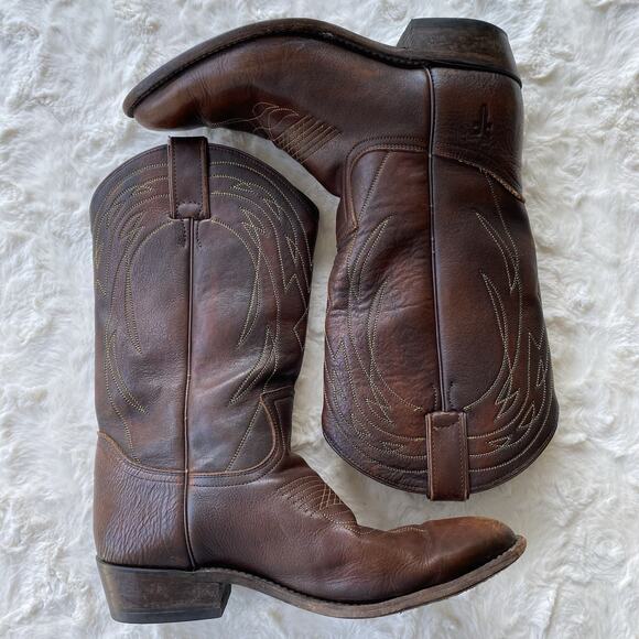 FRYE Womens Billy Pull On Deco Stitch Leather Cowboy Boots Size 11 Western 77689 - Picture 1 of 16